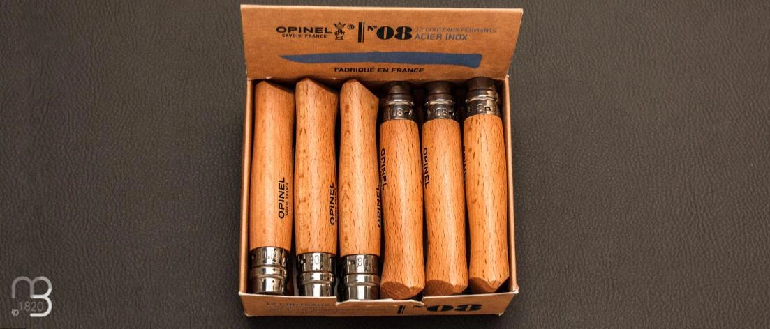 Boîte De 12 Couteaux Opinel N°8 Inox Hêtre 3 Boîte De 12 Couteaux Opinel N°8 Inox Hêtre – Image 3