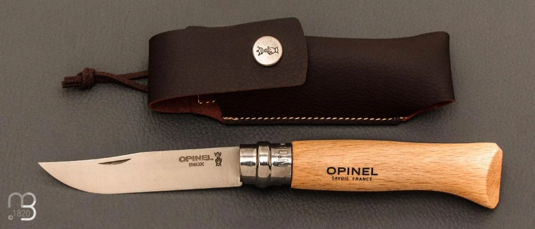 Couteau Opinel N°08 Manche Hêtre + étui - Lame Acier Inoxydable 1 Couteau Opinel N°08 Manche Hêtre + étui - Lame Acier Inoxydable