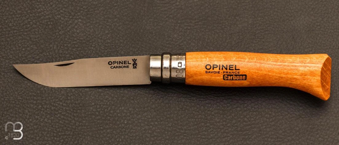 Couteau Opinel N°8 Manche Hêtre - Lame Acier Carbone 1 Couteau Opinel N°8 Manche Hêtre - Lame Acier Carbone