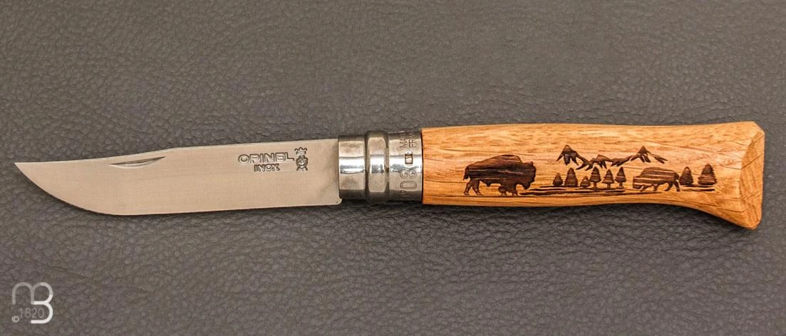 Couteau Opinel N ° 08 ANIMALIA AMERICA - Bison 1 Couteau Opinel N ° 08 ANIMALIA AMERICA - Bison
