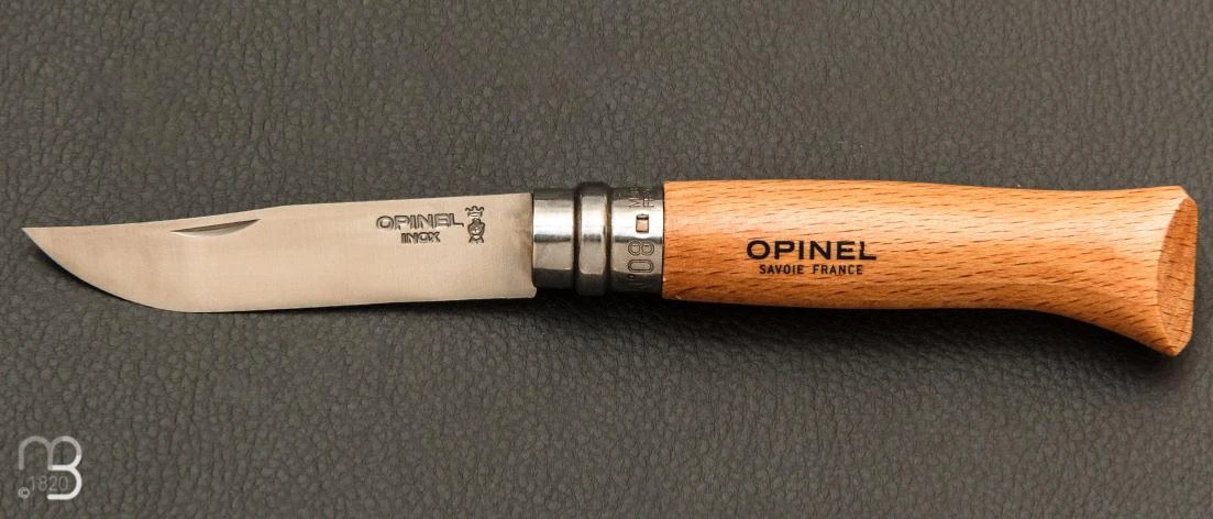 Couteau Opinel N°08 Manche Hêtre - Lame Acier Inoxydable 1 Couteau Opinel N°08 Manche Hêtre - Lame Acier Inoxydable