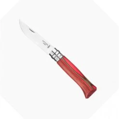 Couteau Opinel Numéro 8 Luxe | Manche Bouleau Lamellé Rouge Lame Inox